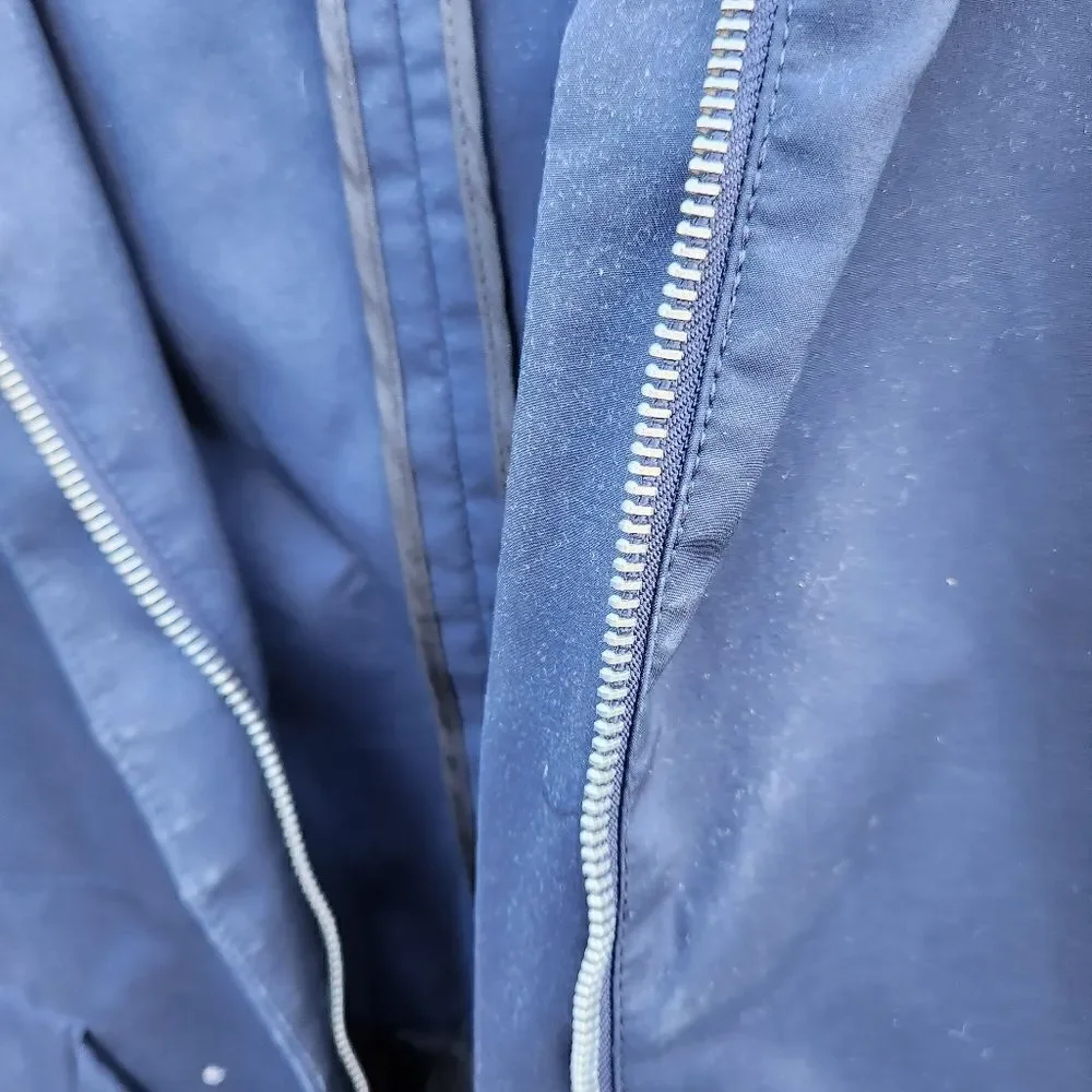 Theory navy hooded belted jacket